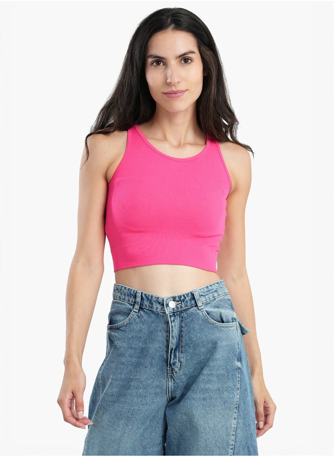 Clue Sleeveless Ribbed Crop Top  - Image 1