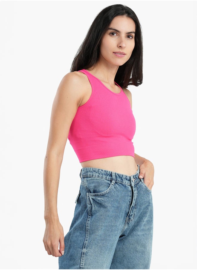 Clue Sleeveless Ribbed Crop Top  - Image 2