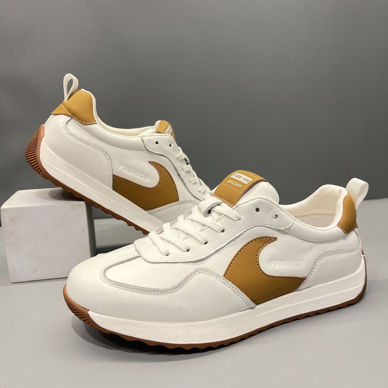 Autumn Fashion All-Match Forrest Gump Shoes Fashion Men'S Genuine Leather Casual White Shoes Color Matching Board Shoes For Boys - Image 3