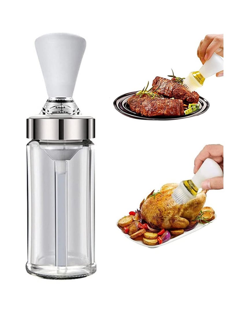 SYOSI 2 in 1 Oil Dispenser Bottle with Silicone Brush Leak-Proof Glass Quantitative Oil Dropper Measuring Bottle for Kitchen Cooking Baking BBQ (150ml) - Image 1
