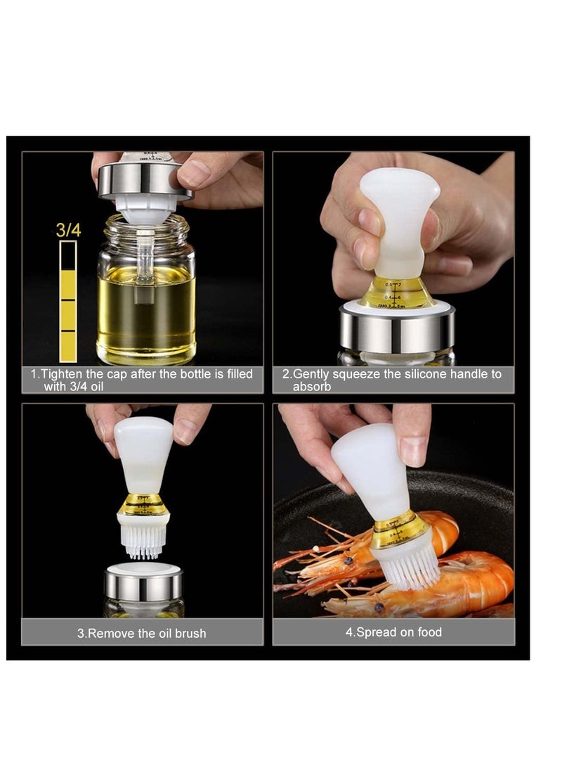 SYOSI 2 in 1 Oil Dispenser Bottle with Silicone Brush Leak-Proof Glass Quantitative Oil Dropper Measuring Bottle for Kitchen Cooking Baking BBQ (150ml) - Image 4