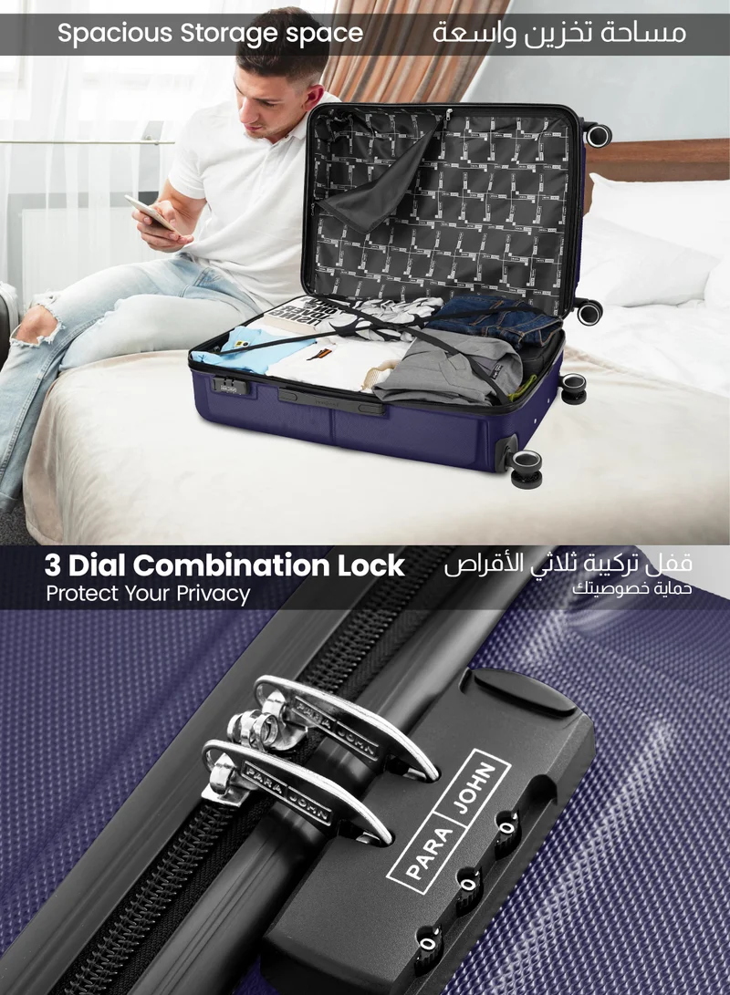 PARAJOHN Cabin Size Lightweigh ABS Hardside Spinner Luggage Trolley -20 Inch | Carrying 10KG 4-Wheel Hardshell Suitcase - Blue