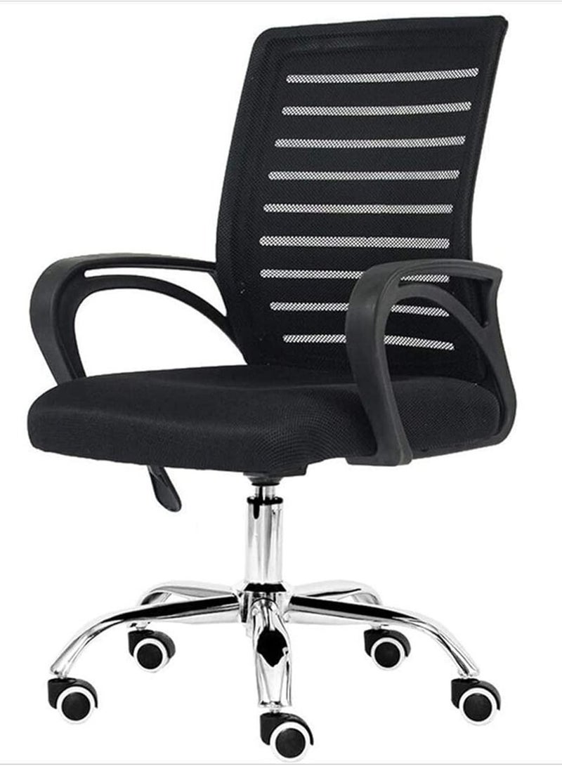 Generic Armchair Mid-Back Mesh Office Chair, Rotatable Ergonomic Mesh Gaming Chair, Swivel Office Chair Lumbar Support, Height-Adjustable Work Chair Stool Chair (Color : Black)  - Image 1