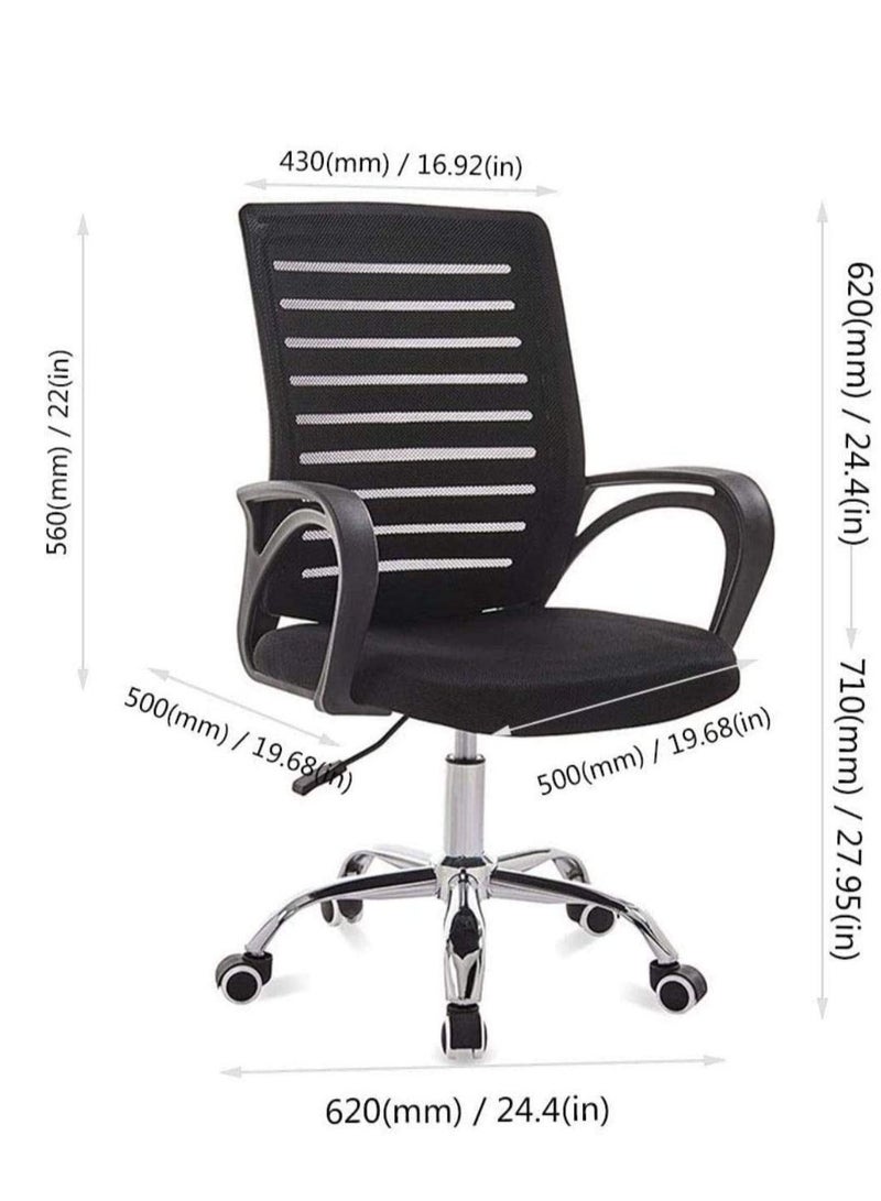 Generic Armchair Mid-Back Mesh Office Chair, Rotatable Ergonomic Mesh Gaming Chair, Swivel Office Chair Lumbar Support, Height-Adjustable Work Chair Stool Chair (Color : Black)  - Image 2