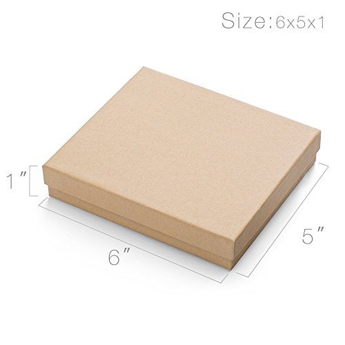 MESHA Brown Jewelry Gift Boxes with Lids 10 PC, 6x5x1 Cotton Filled Jewelry Boxes, Necklace Gift Box, Bracelet Gift Box, Earring Box, Bulk Jewelry Boxes for Shipping, Small Business, Accessories - Image 2