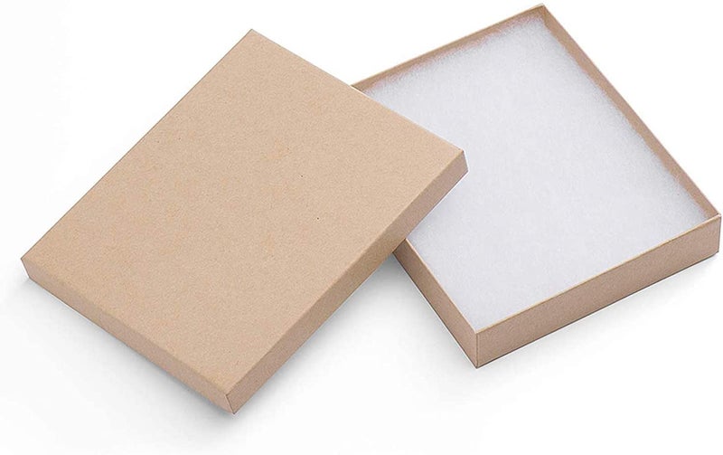MESHA Brown Jewelry Gift Boxes with Lids 10 PC, 6x5x1 Cotton Filled Jewelry Boxes, Necklace Gift Box, Bracelet Gift Box, Earring Box, Bulk Jewelry Boxes for Shipping, Small Business, Accessories - Image 1