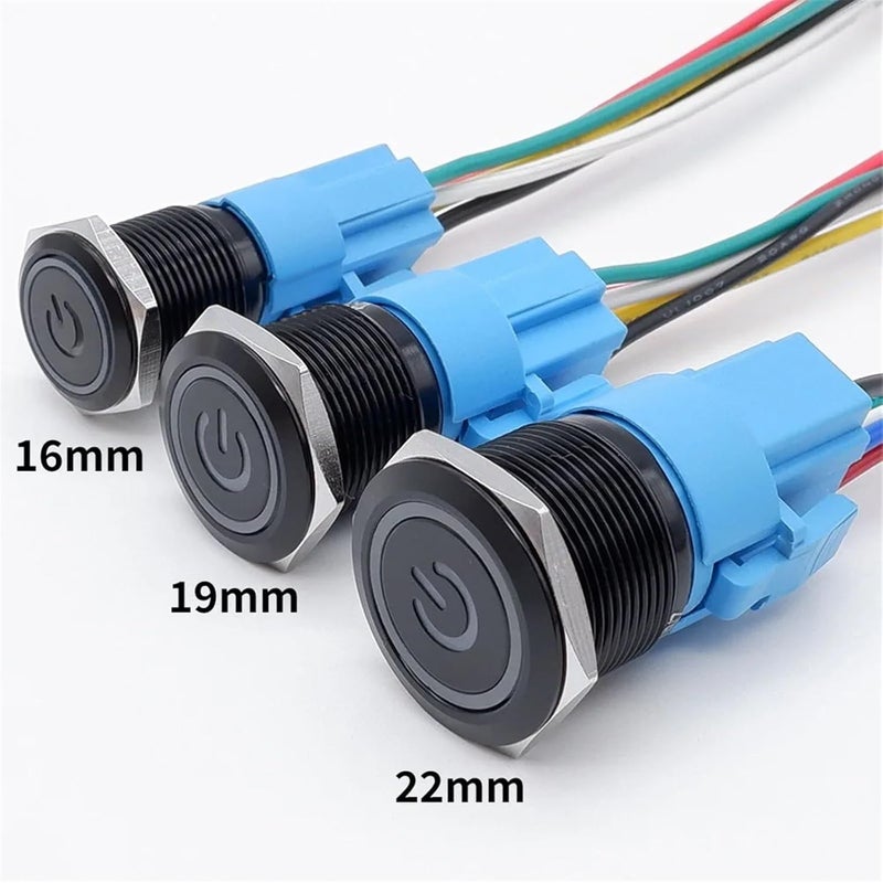 مفتاح ضغط ذاتي القفل 19 مم مع ضوء LED دائري أحمر 5 فولت 12 فولت 24 فولت 220 فولت - Image 5