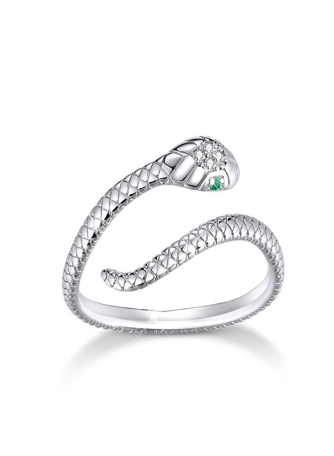 BISAER Snake Rings 925 Sterling Silver Punk Stacking Rings for Women Snake Jewelry Gifts Adjustable Animal Rings - Image 1