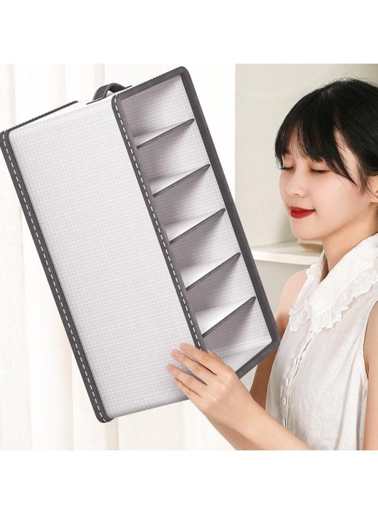 Hanayo 2 Pcs Clothes Storage Boxes 7 Compartments Drawer Organiser System Foldable Cabinet Organiser with PP Board Storage Box for Jeans Trousers T-Shirt Underwear(Grey)  - Image 5
