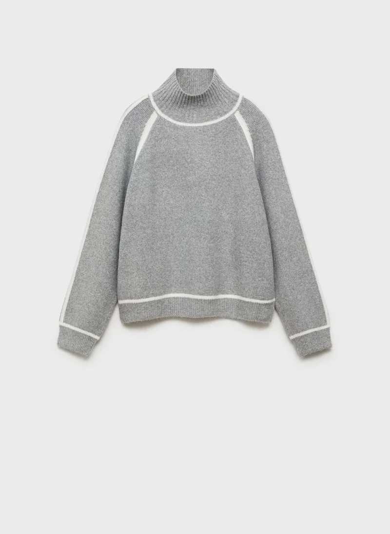 مانجو Fran Contrast Details Turtleneck Sweater