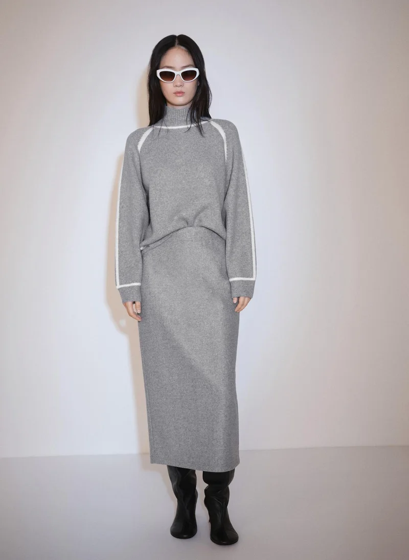 مانجو Fran Contrast Details Turtleneck Sweater