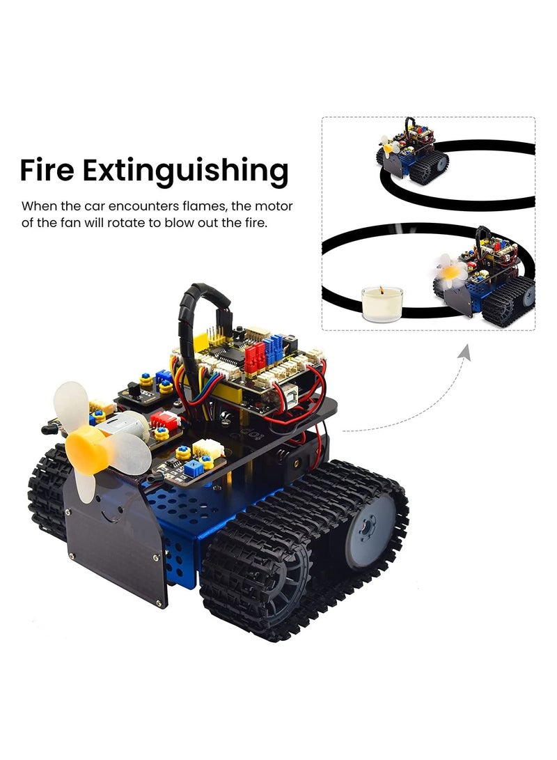 Mini Caterpillar Tank Robot V3 Smart Car Kit for Arduino, IR Infrared and App Remote Control (iOS and Android), Light and Ultrasonic Follow, 8X16 LED Panel, Ultrasonic Obstacle Avoidance