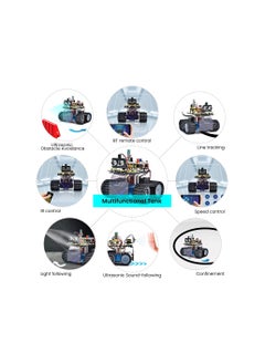 Keyestudio Mini Caterpillar Tank Robot V3 Smart Car Kit for Arduino, IR Infrared and App Remote Control (iOS and Android), Light and Ultrasonic Follow, 8X16 LED Panel, Ultrasonic Obstacle Avoidance  - Image 2