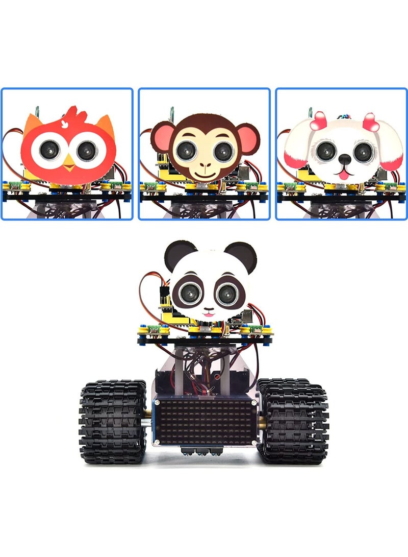 Mini Caterpillar Tank Robot V3 Smart Car Kit for Arduino, IR Infrared and App Remote Control (iOS and Android), Light and Ultrasonic Follow, 8X16 LED Panel, Ultrasonic Obstacle Avoidance