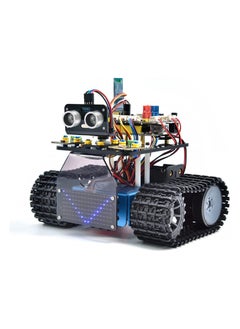Keyestudio Mini Caterpillar Tank Robot V3 Smart Car Kit for Arduino, IR Infrared and App Remote Control (iOS and Android), Light and Ultrasonic Follow, 8X16 LED Panel, Ultrasonic Obstacle Avoidance  - Image 1