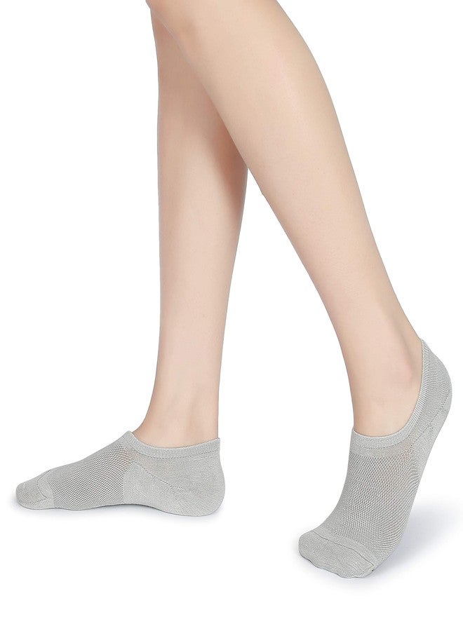 Leotruny Women’s 6 Pairs Bamboo Mesh Design Low Cut Non Slip No Show Socks (C04-Black/White/Light Grey, Women Shoe Size: 6-9) - Image 5