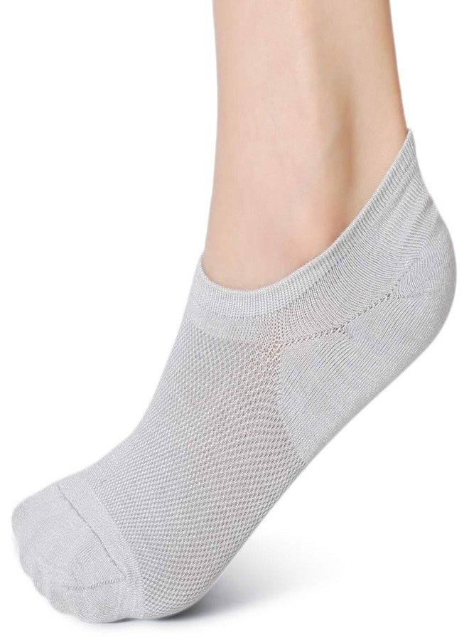 Leotruny Women’s 6 Pairs Bamboo Mesh Design Low Cut Non Slip No Show Socks (C04-Black/White/Light Grey, Women Shoe Size: 6-9) - Image 2
