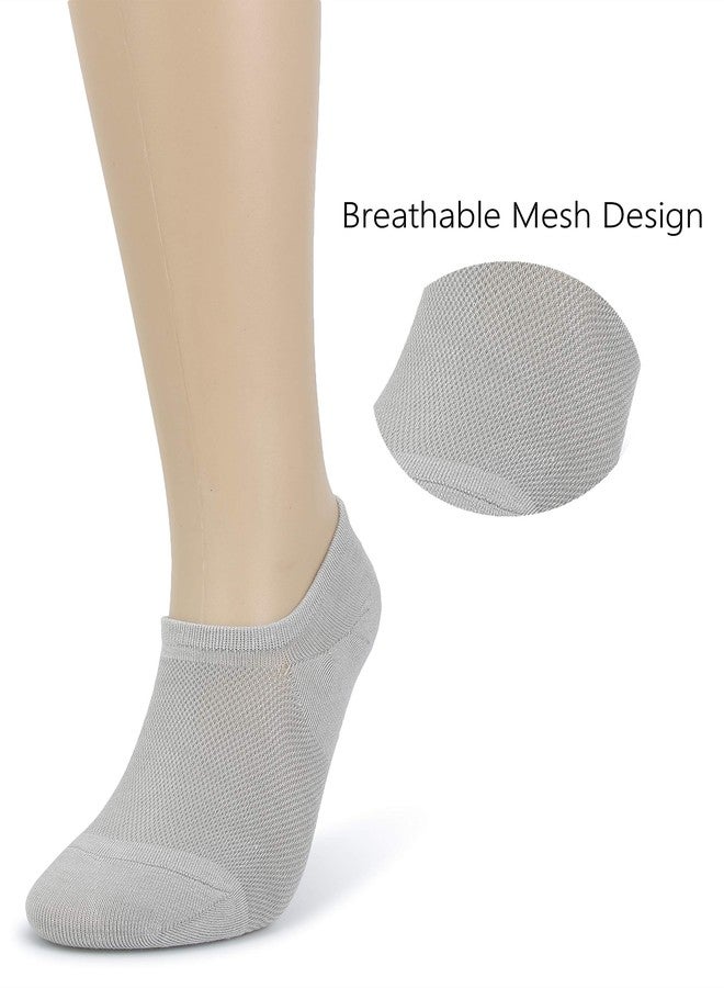 Leotruny Women’s 6 Pairs Bamboo Mesh Design Low Cut Non Slip No Show Socks (C04-Black/White/Light Grey, Women Shoe Size: 6-9) - Image 3