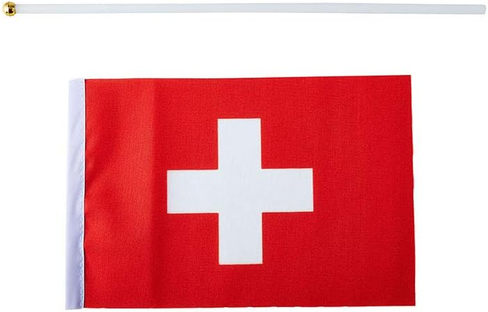 mflagperft Switzerland Flag Swiss Flag, Small Mini Handheld switzerland Flags on Stick, Ideal for Party Parades Sports Events Patriotic Festival Decorations - Image 3