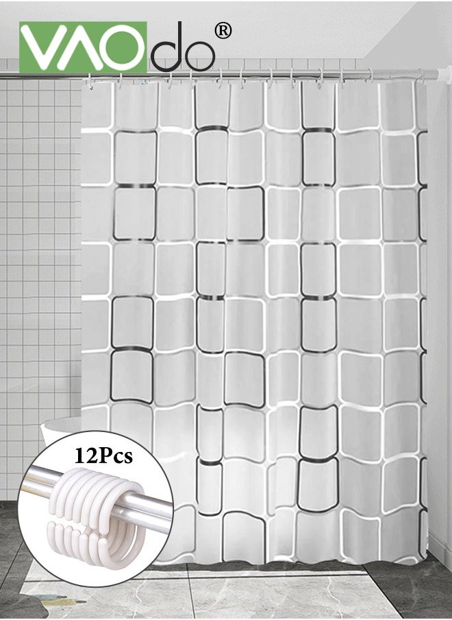 VAOdo - Shower Curtain Liner With Plastic Hanging Ring Colored Triangle PEVA Shower Curtain with Rustproof Metal Grommet and 3 Magnetic Weights Odor Free Shower Liner 180*200 CM - Image 1
