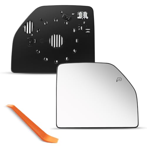 SNEMEEY Upper Passenger Side Mirror Glass for Ford F150 F250 F350 F450 F550-2015 2016 2017 2018 2019 2020, Right Side Heated Mirror Replacement, Tow Mirrors with Backing Plate - Image 1
