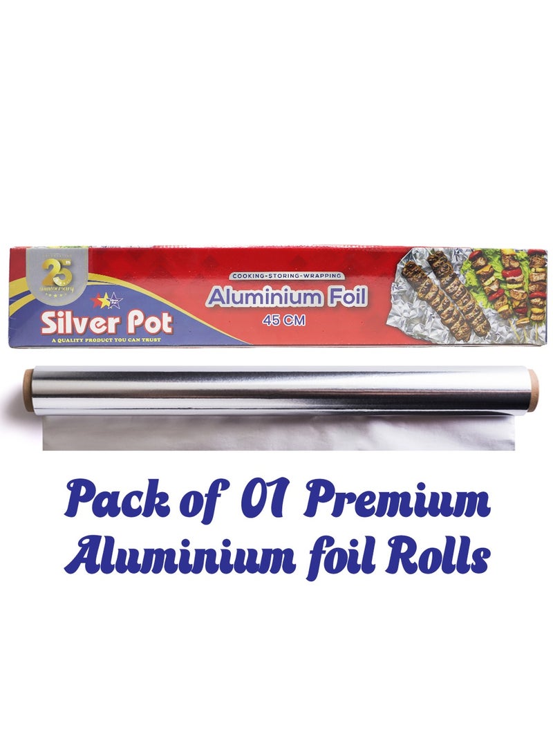Silver Pot ورق ألمنيوم ثقيل – 45 سم (1.5 كجم) – متين ومتعدد الاستخدامات، مثالي للطهي، الخبز، التجميد، التغليف، وتخزين الطعام - Image 2