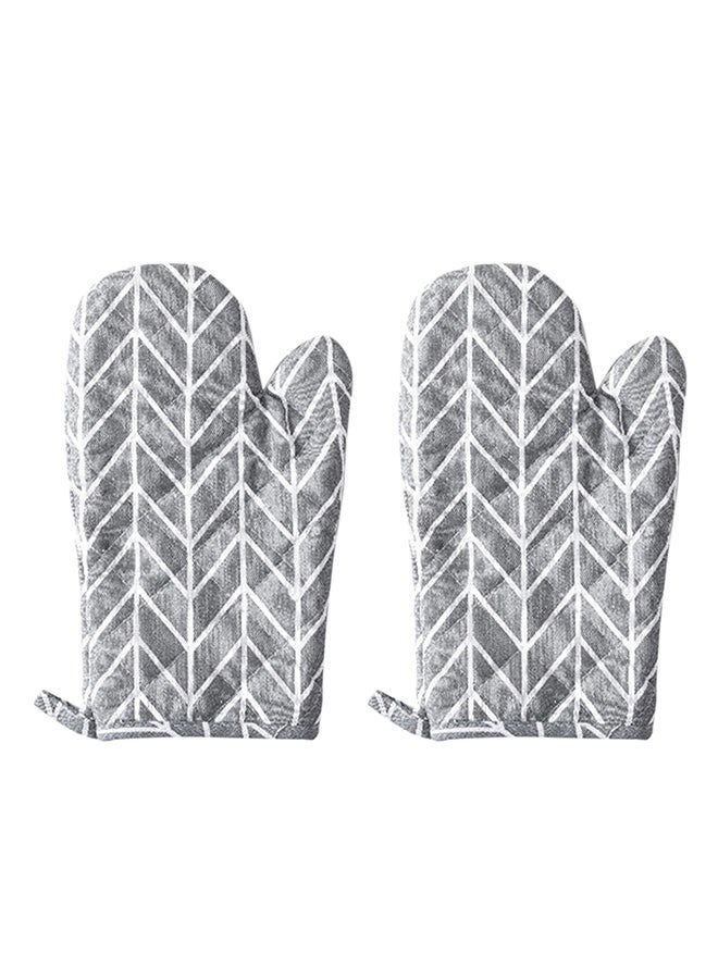 O Ozone Cotton Oven Mitts Pot Holders Heat Resistant Cooking Gloves (Grey Arrow Pattern)  - Image 1