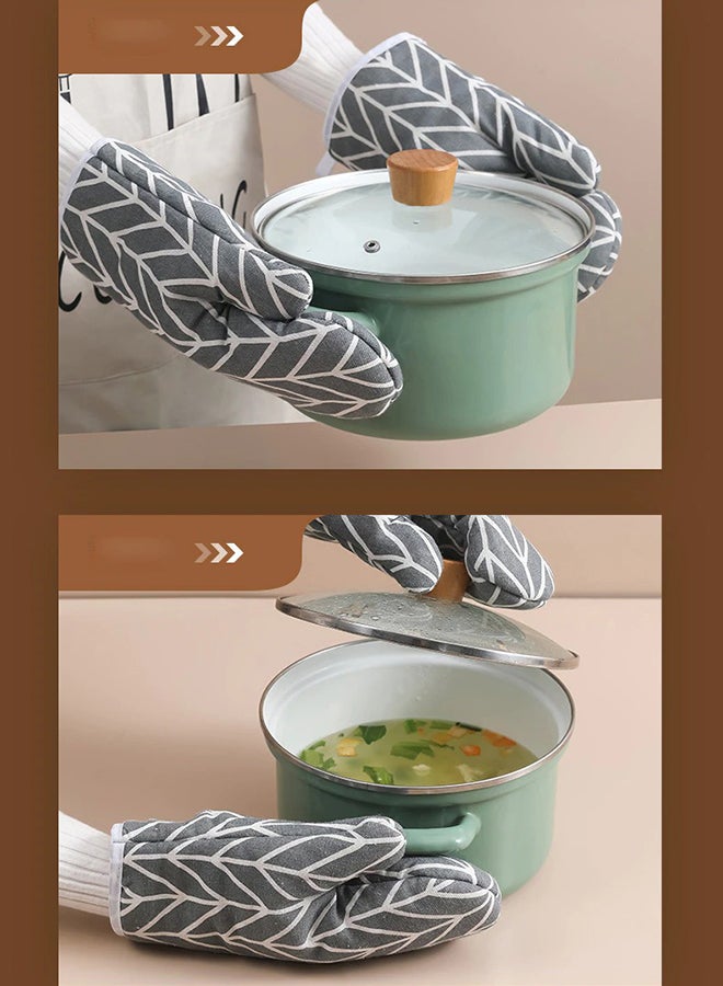 Cotton Oven Mitts Pot Holders Heat Resistant Cooking Gloves (Grey Arrow Pattern)