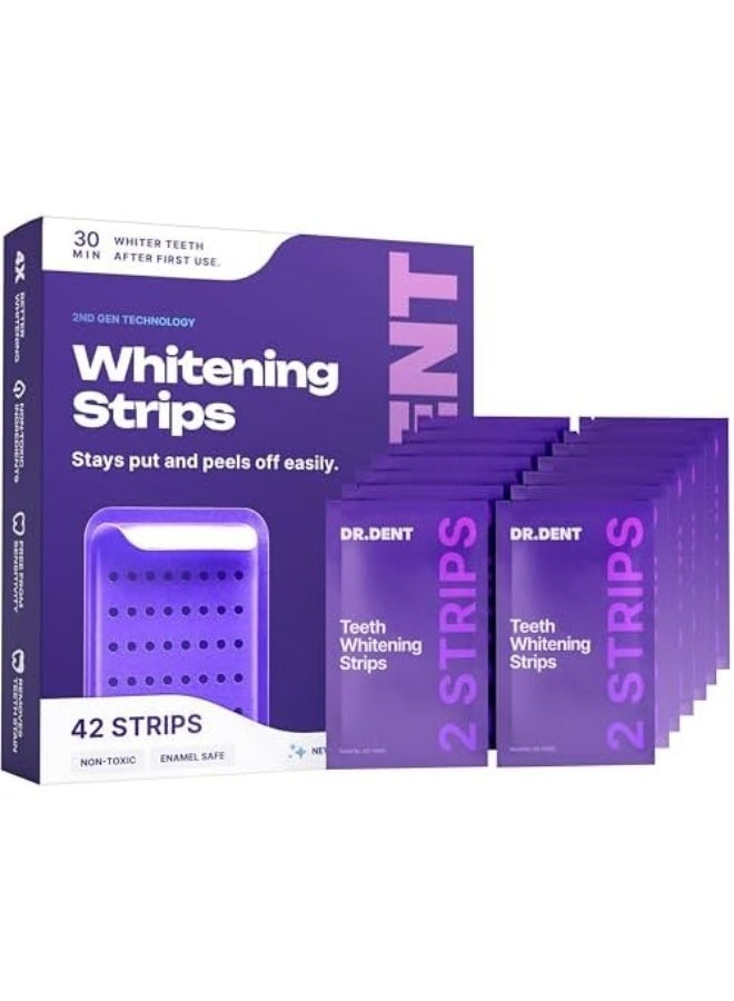 شرائط تبييض الأسنان الأرجوانية من DRDENT 21 علاجًا - آمنة على المينا - تبييض الأسنان غير الحساسة - تبييض دون أي ضرر - عبوة من 42 قطعة - Image 1
