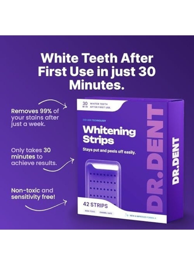 شرائط تبييض الأسنان الأرجوانية من DRDENT 21 علاجًا - آمنة على المينا - تبييض الأسنان غير الحساسة - تبييض دون أي ضرر - عبوة من 42 قطعة - Image 4