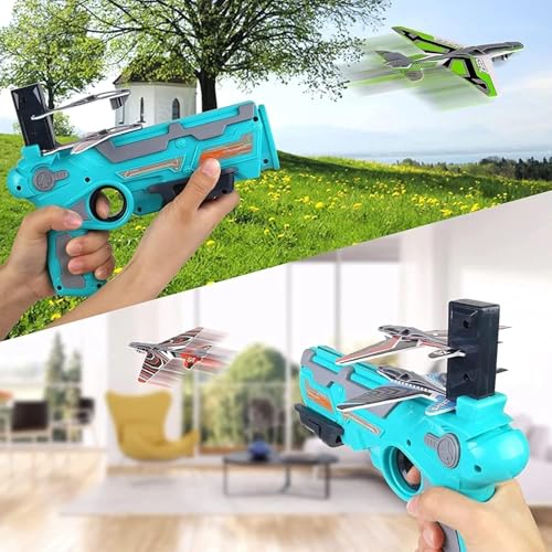 Graphene Airplane Launcher Gun Flying Aeroplanes Toys for Boys Safe & Fun Shooting Guns for Kids 4 Paper Foam Gliders Air Battle Pistol Toy Gun Catapult Aircraft Ideal for Kids 3 4 5 6 7 8 Years - Image 5