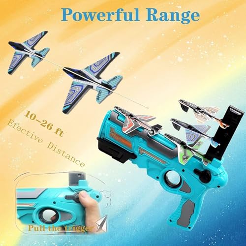 Graphene Airplane Launcher Gun Flying Aeroplanes Toys for Boys Safe & Fun Shooting Guns for Kids 4 Paper Foam Gliders Air Battle Pistol Toy Gun Catapult Aircraft Ideal for Kids 3 4 5 6 7 8 Years - Image 4