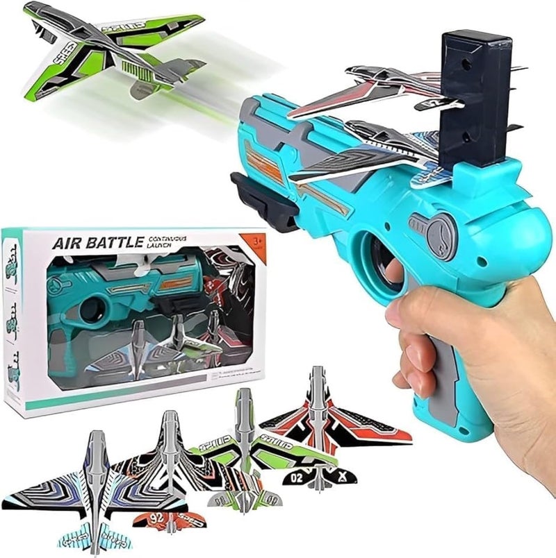 Graphene Airplane Launcher Gun Flying Aeroplanes Toys for Boys Safe & Fun Shooting Guns for Kids 4 Paper Foam Gliders Air Battle Pistol Toy Gun Catapult Aircraft Ideal for Kids 3 4 5 6 7 8 Years - Image 1
