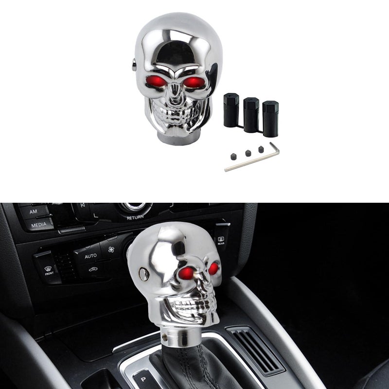 ASUBHA Skull Shifter Knob Personalized Skull Shifter Head with Adjustable LED Double Eyelet Decorations Gear Knob Head Universal Car Interior Accessories Fit Most Manual Automatic Car Truck SUV