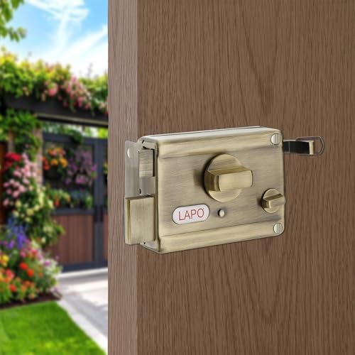 LAPO Rim Lock, Dead Bolt Lock for Main & Safety Door, Twinbolt Ultra XL, Suitable for Single Wooden Door,3 Keys,Antique Finish,3 Years Warranty - Image 1