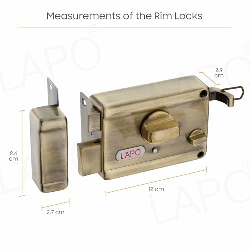 LAPO Rim Lock, Dead Bolt Lock for Main & Safety Door, Twinbolt Ultra XL, Suitable for Single Wooden Door,3 Keys,Antique Finish,3 Years Warranty - Image 2