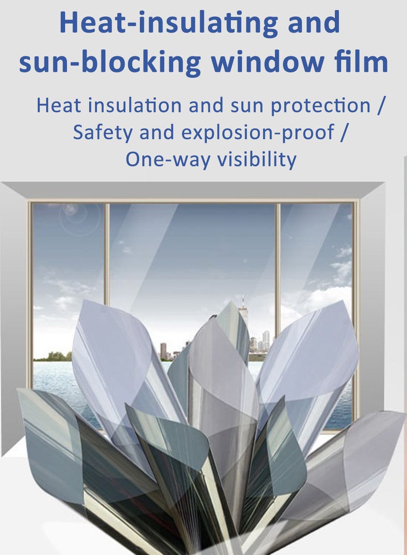 Window Film Sticker Set, Reflective One-Way Window Film 88% Heat Control 99% UV Blocking and Privacy Protection for Home Office (0.45mW*2mH) - Image 2
