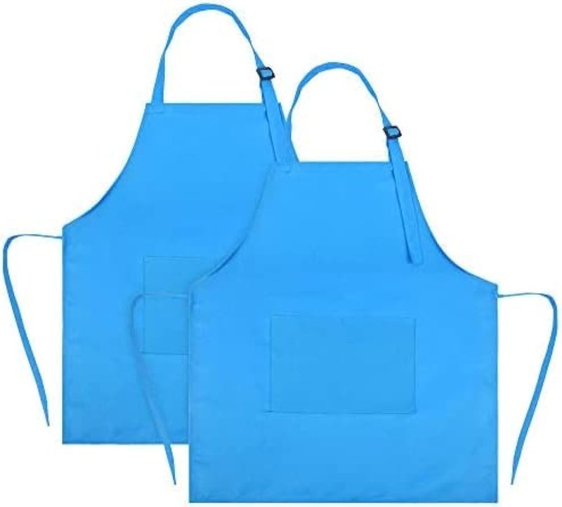 SINLAND Kids Apron with Pocket 2 Pack Children Chef Apron for Cooking Baking Painting M612 Years