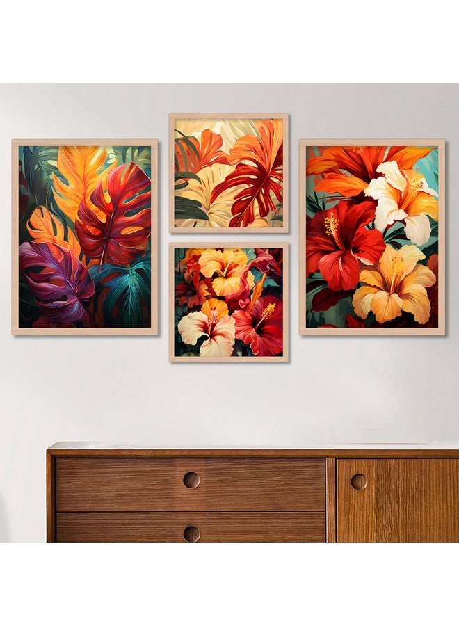 ARTELLY ARETLLY Framed Wall Art - Wall Painting/Poster For Living Room Bedroom - Painting For Wall/Home Decoration - Frames For Wall Decor (Set of 4) (Medium, Modern Artwork 4) - Image 1