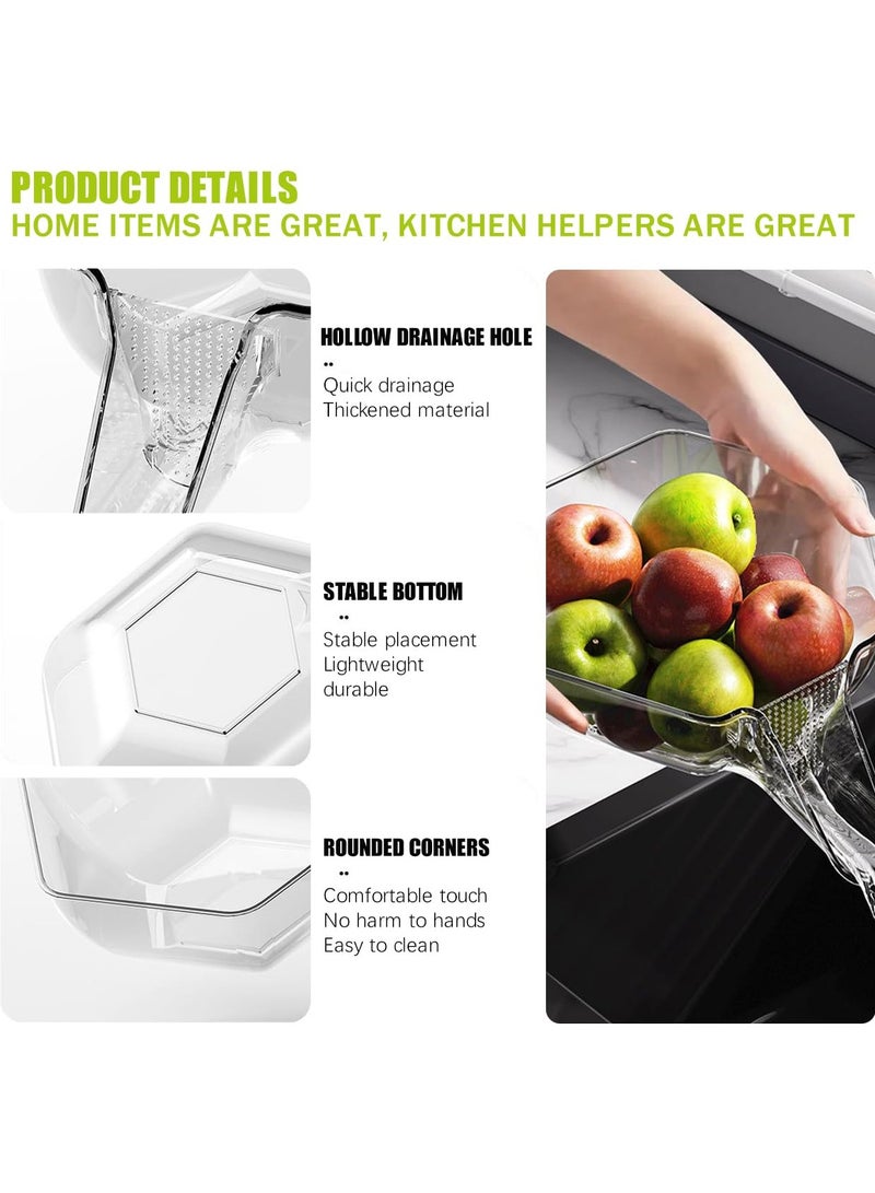 KASTWAVE سلة تصريف متعددة الوظائف، قمع سلة تصريف، مصفاة سلة تصريف حوض المطبخ، حاملة تصريف طعام مع صنبور للخضار والفواكه والمعكرونة - Image 3