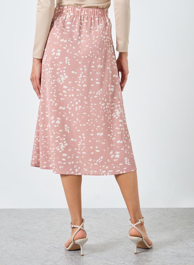 Take Two Floral Printed Bow Detail A-Line Skirt - Image 4