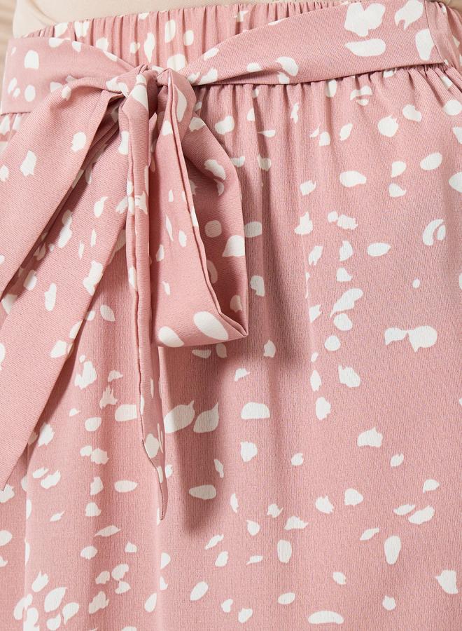 Take Two Floral Printed Bow Detail A-Line Skirt - Image 3
