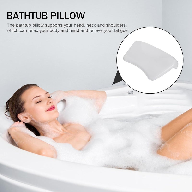 DOITOOL Bathtub Pillow for Adults Soft Pu Bath Neck Pillow with Suction Cups White Household Spa Bath Cushion for Tub Soaking and Relaxation - Image 5