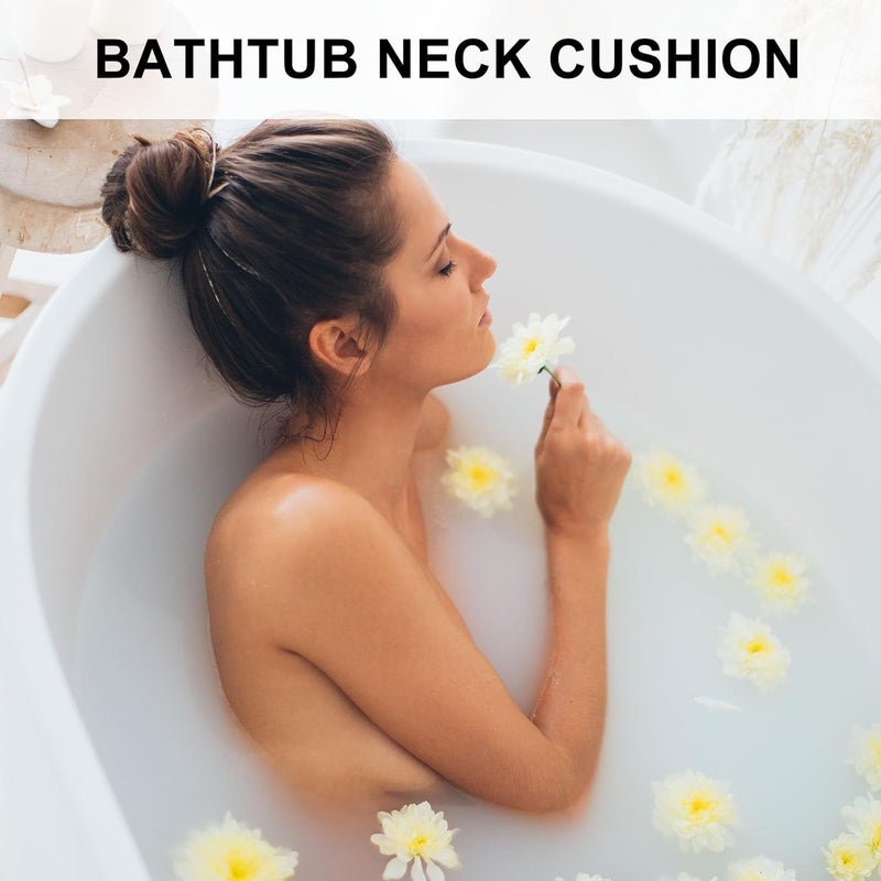 DOITOOL Bathtub Pillow for Adults Soft Pu Bath Neck Pillow with Suction Cups White Household Spa Bath Cushion for Tub Soaking and Relaxation - Image 3