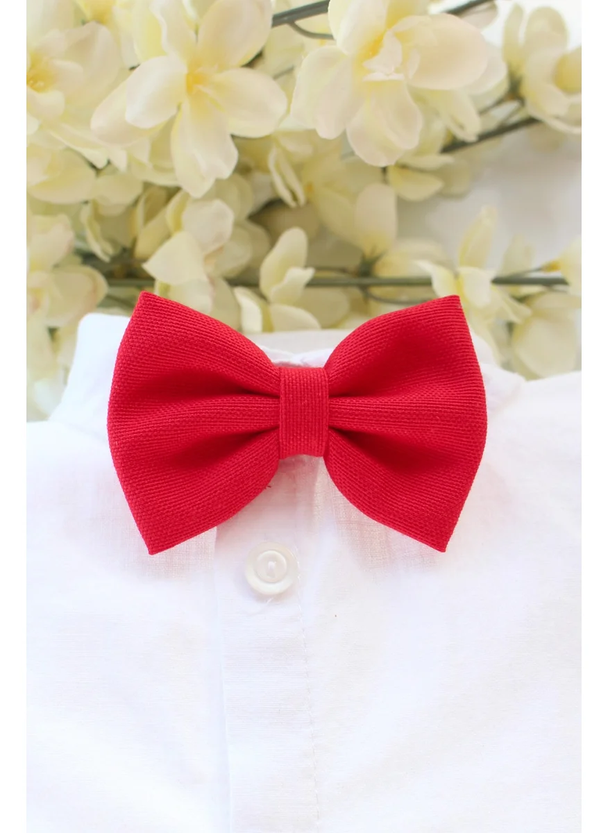 Vitrinmixmini 100% Handmade Boy's Red Color Bow Tie - Boxed-23 April special