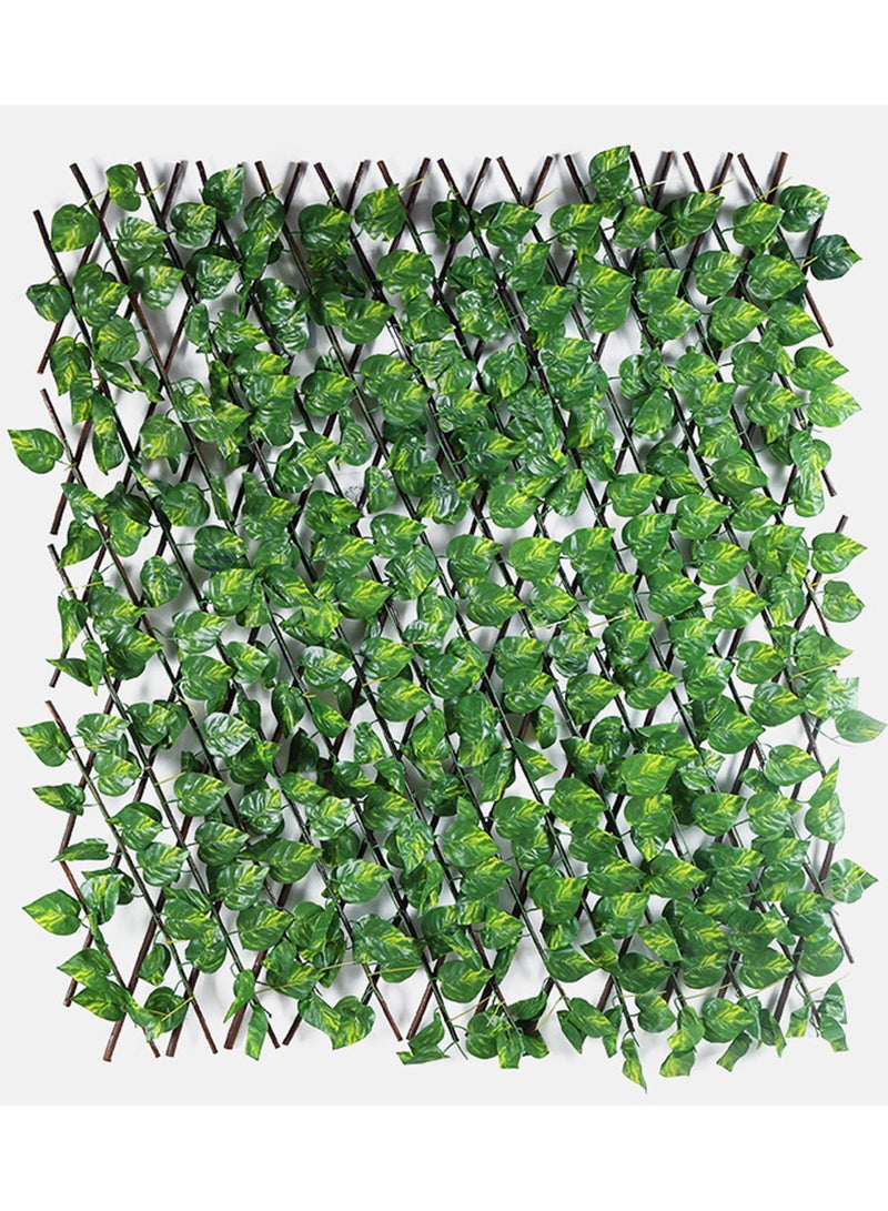 LINGWEI Bamboo Wooden Fence with Artificial Plants Green Ivy Leaves Expandable Wicker For Home Garden Wall Decoration - Image 1