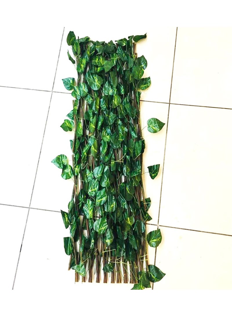 LINGWEI Bamboo Wooden Fence with Artificial Plants Green Ivy Leaves Expandable Wicker For Home Garden Wall Decoration - Image 3