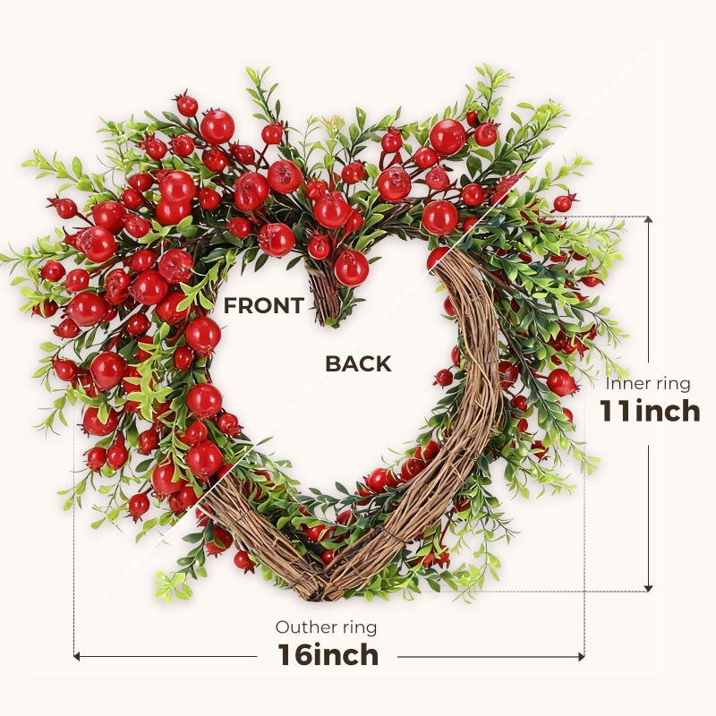 PILAVIN Valentines Day Wreath Decor,Valentine's Day Wreath for Front Door,Red Berry - Image 5
