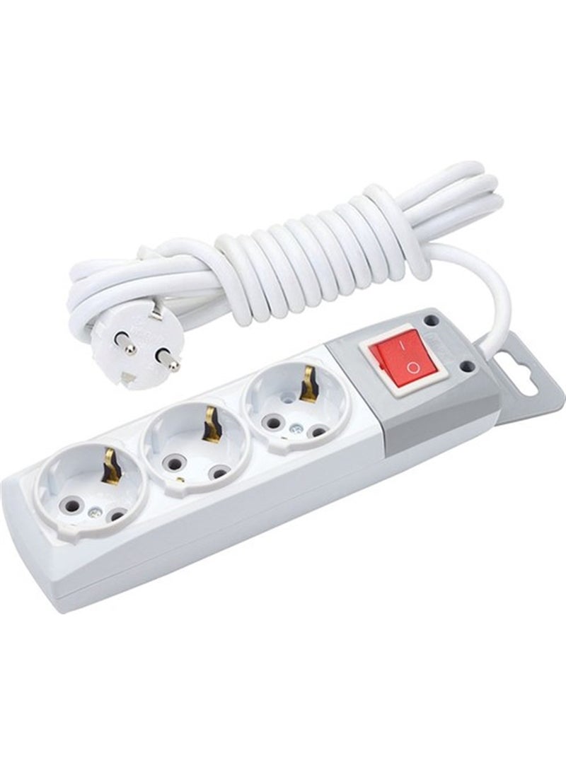 De-Pa - 3-Gang Grounded Switched Group Socket with 3 Meter Cable - Image 1