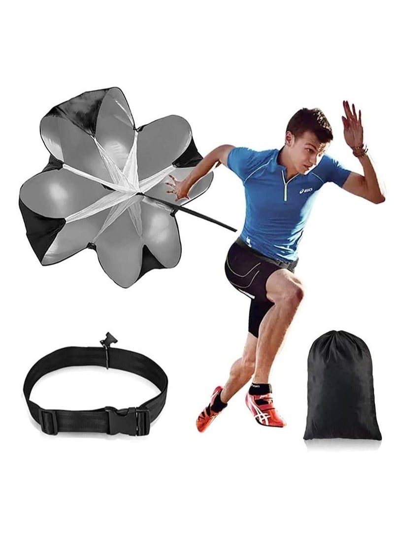 Excefore Running Speed Training, 56 inch Speed Drills Resistance Parachute Running Sprint Chute Soccer Football Sport Speed Training, Black  - Image 1